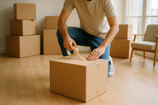 Umzugsplanung – Kartons packen für Beiladung